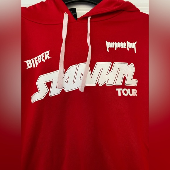 Justin Bieber Red Hoodie Purpose Tour - Size L - Picture 3 of 5